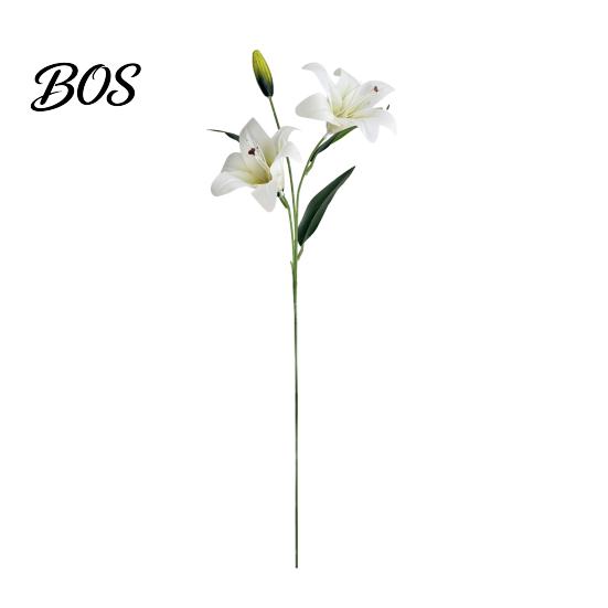 Home Decor Flowers Artificial Lily Silk Flowers, Faux Fake Lilies Plants, 2 Fully Bloomed with a Bud for Wedding Bouquet Party Indoor Table белый