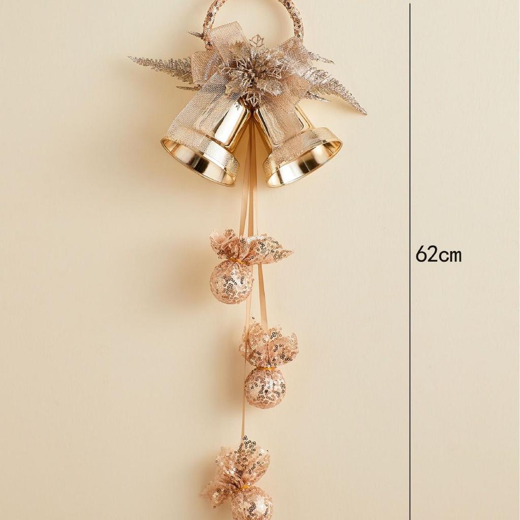 Champagne Gold Christmas Bell Sign Ornament for Tree