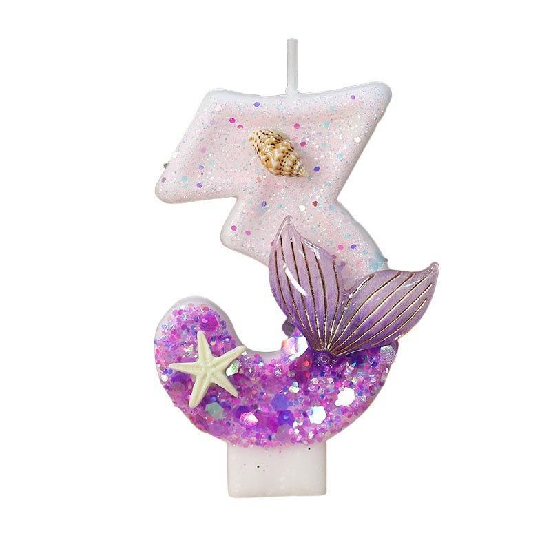 Mermaid Tail Birthday Candles With Starfish, Number Candles, Creative Cake Decorations For Birthday Party, Diy Party Decoration