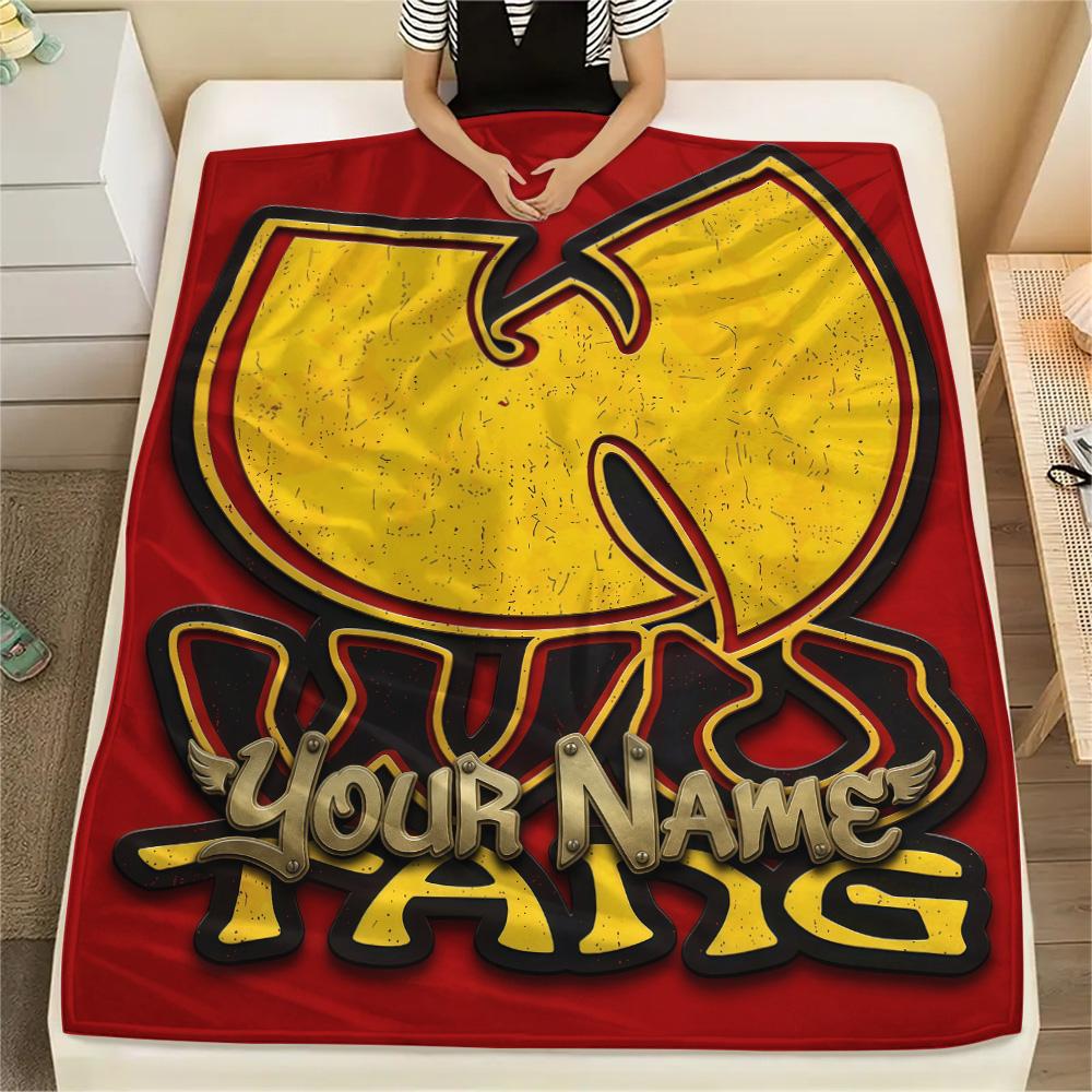 1PC Custom Name Wu-Tang Clan Patterned Flannel Blanket Suitable For All Seasons for Home Decor Warmth and Comfort Gifts Holiday Present -HE227