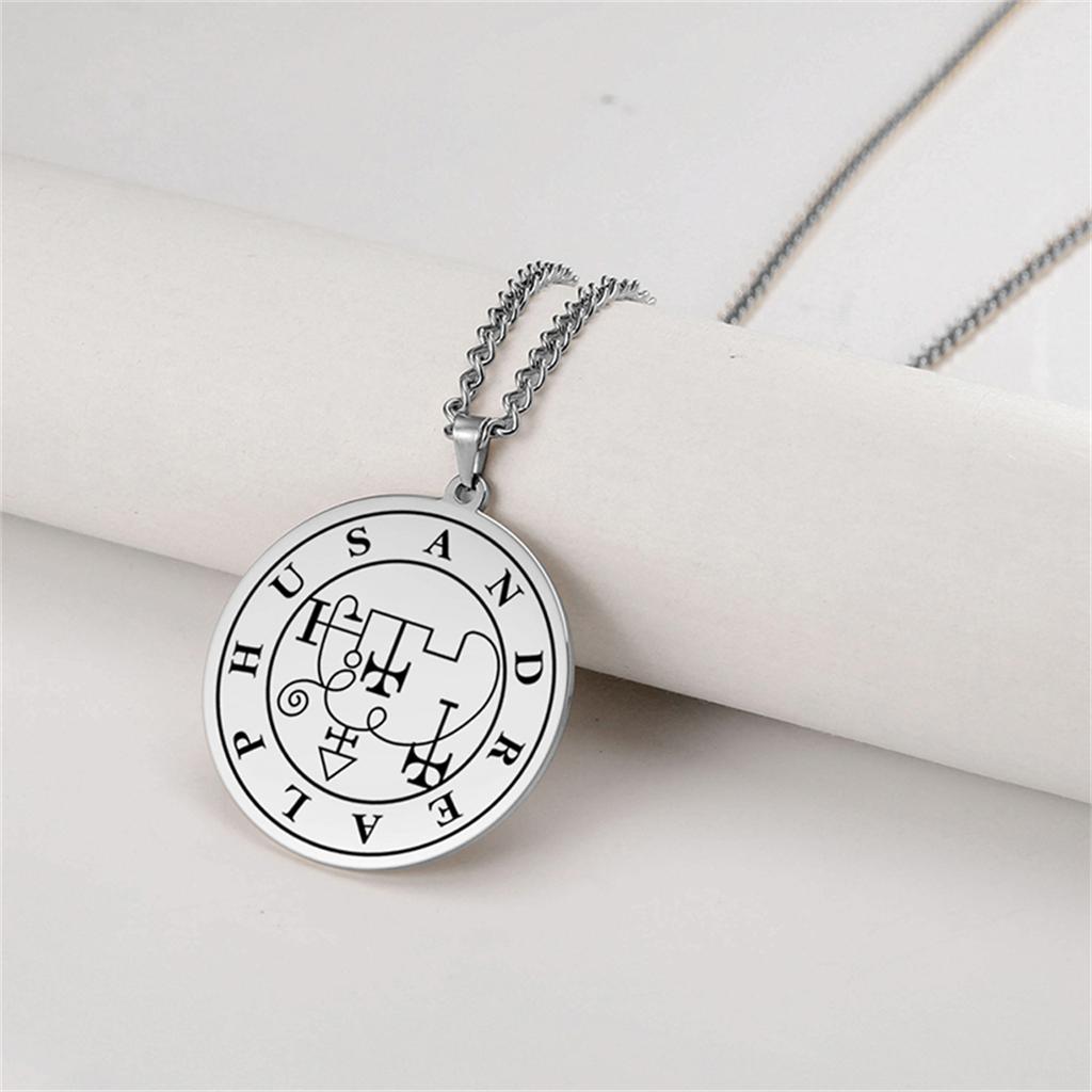 EUEAVAN Vintage Solomon Seal Pendant Necklaces Stainless Steel Silver Color King Asmoday Demon Sigil Amulet Jewelry Gifts