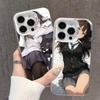 Cute Cartoon Japanese Anime Girl Colored Silver Frosted For iPhone Phone Case 17 16 15 14 13 12 11 Pro Max XR Plus Shockproof