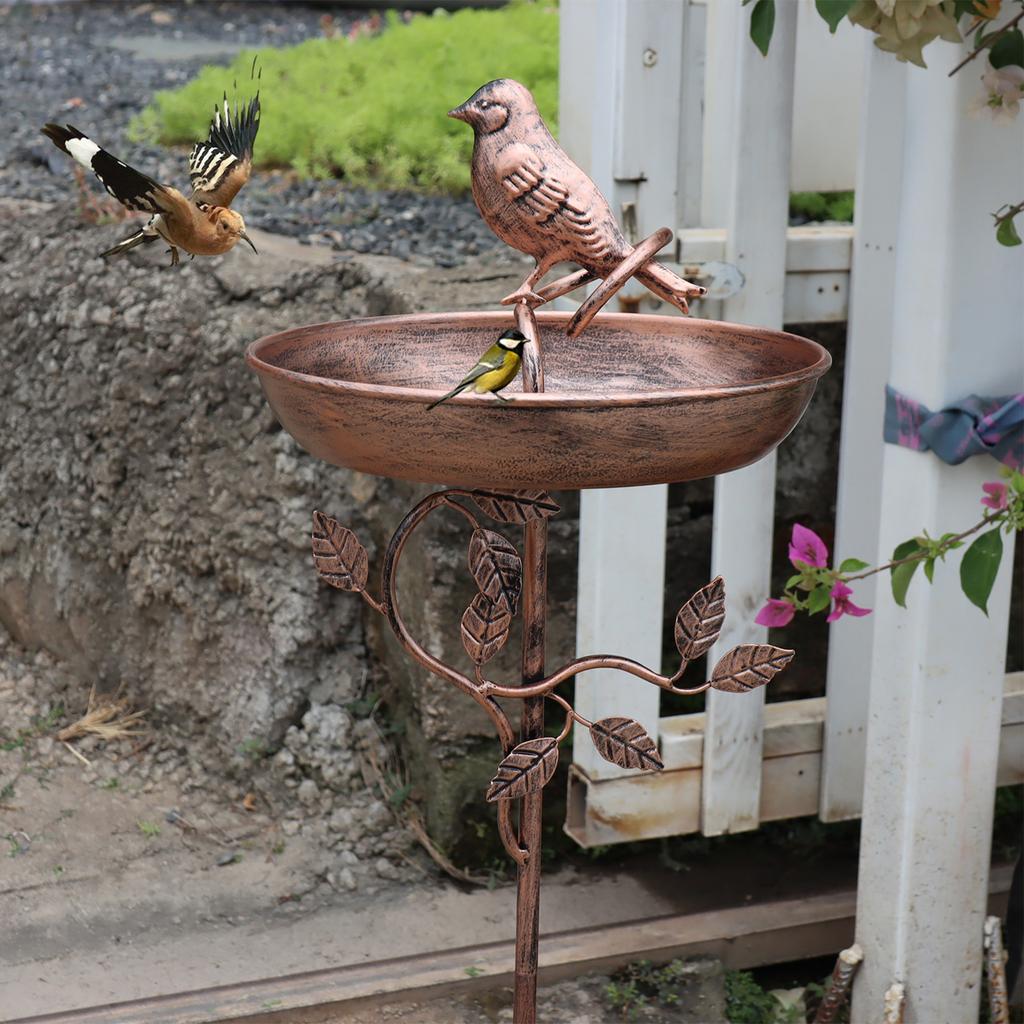Garden Birdbath Sturdy Iron Outdoor Bird Bath for Outside Vintage Standing Birdbath Bowl for Outdoor Garden Patio Yard