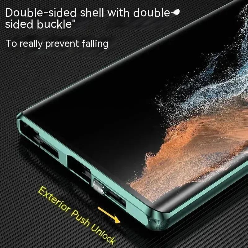 Double Sided Glass Metal Magnetic Camera Protection Case For Samsung Galaxy S25 S24 S23 S22 S21 Ultra Plus 360 Full Cover Cases