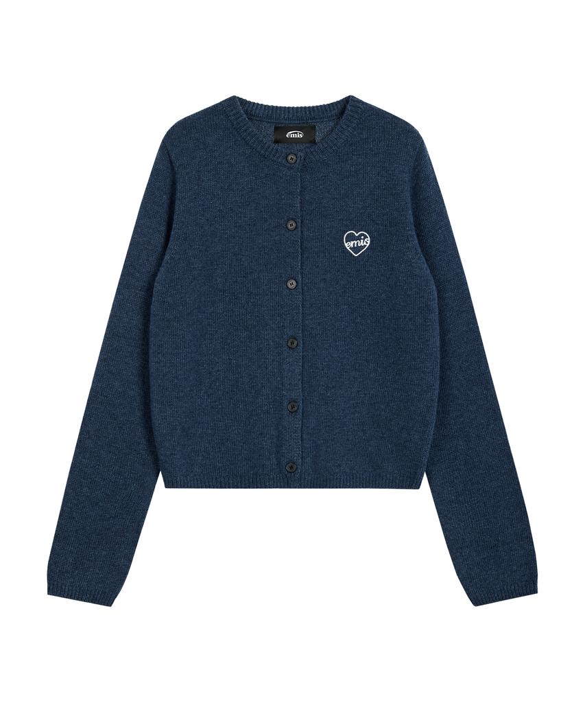 Imiseu (W) Heart Knit Cardigan-Navy