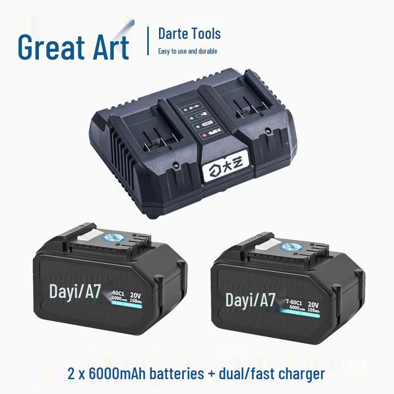 Universal Charger for Electric Tools with Dual Port: Fits Lithium Battery Angle Grinder, One-Handed Saw, and Hammer