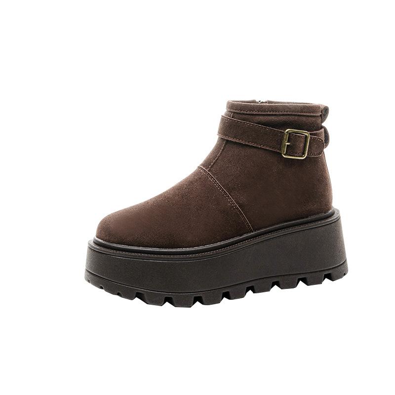 Automne et hiver nouvelles bottes de neige talon compensé chaussures montantes mates chaussures pour femmes plateforme décontractées chaussures en coton polyvalentes étudiants