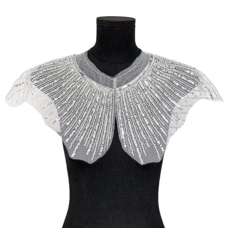 Eye-Catching Sequins Collar Appliques for Clothes Dress Sewing Patches DIY Lapel Wedding Dress Decors Accessories