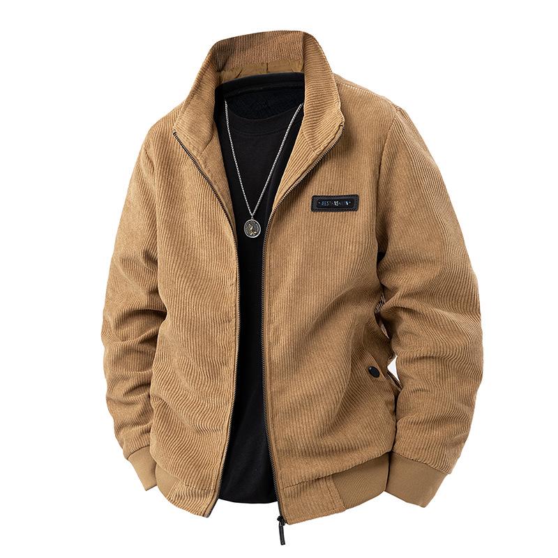 New Men s Trendy Corduroy Lapel Long Sleeve Casual Jacket 2XL хаки