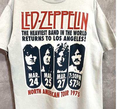 Camiseta Led Zeppelin- Camiseta clássica Led Zeppelin- Camiseta da turnê norte-americana de 1975