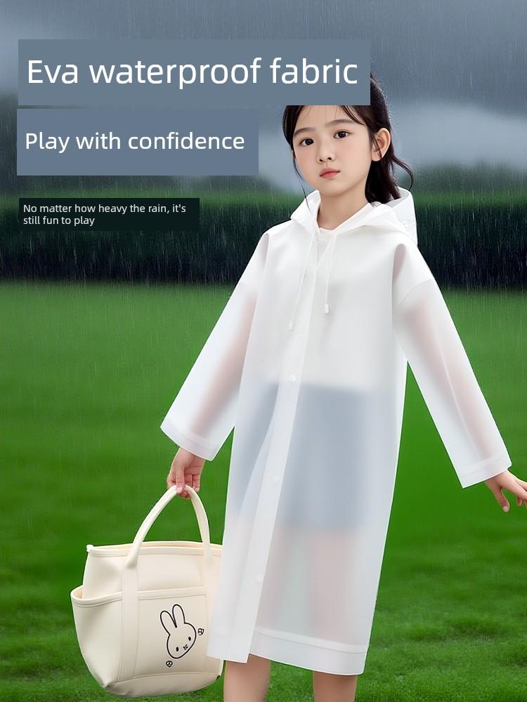Dingqing Children's Outdoor Disposable Raincoat, Waterproof, Thickened, Hooded, Portable, Extended Length, White Rain Poncho, Storm-Proof
