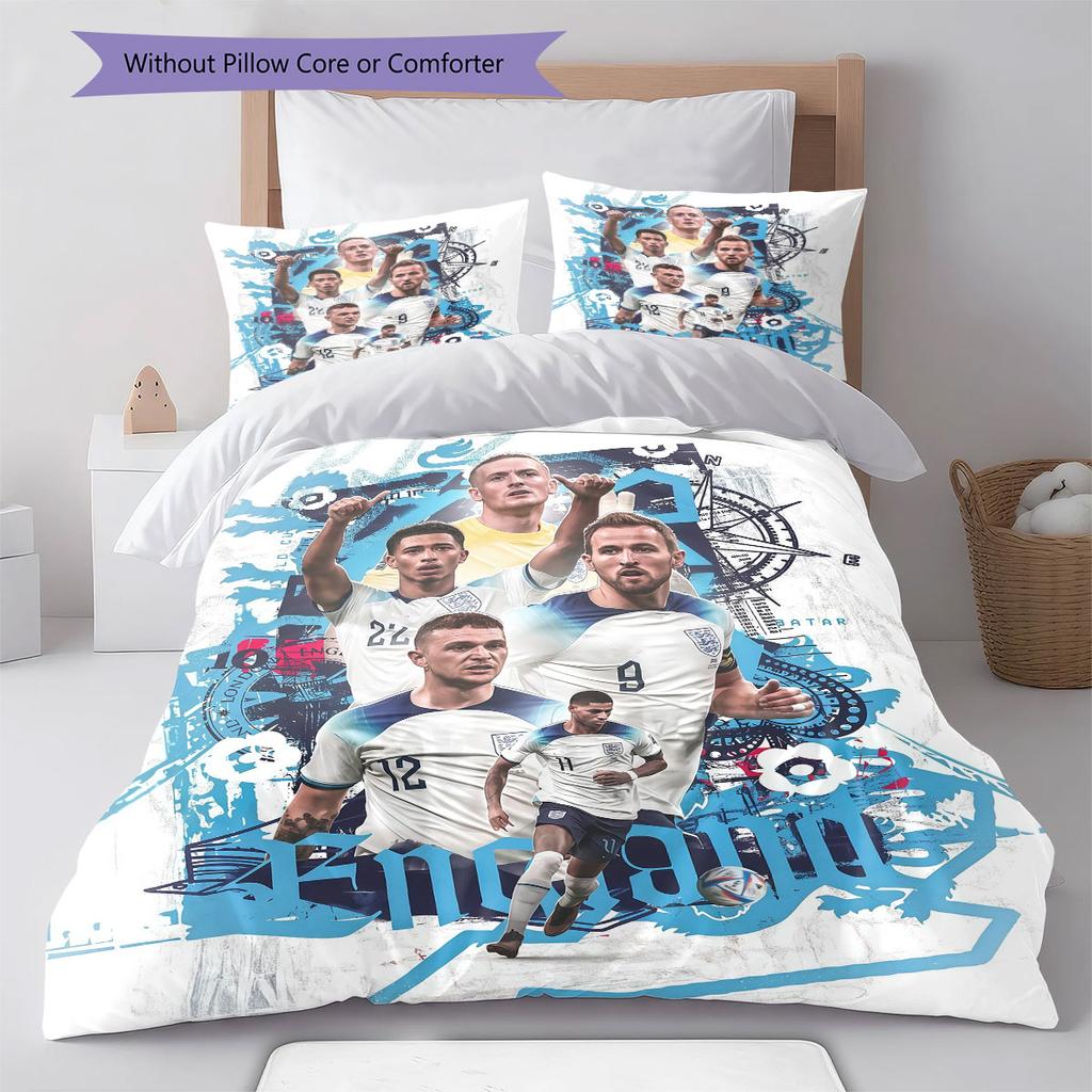 Biancheria da letto con motivo della Nazionale di Calcio Inglese, Set Copripiumino Federa Regalo di Compleanno per la Casa(1 * copripiumino + 2 * federa, senza nucleo)