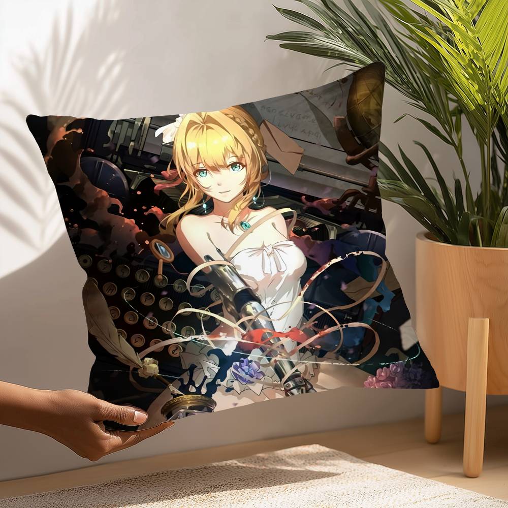 Anime Violet Evergarden Pillow Case Plush Fabric Soft  Pillowcase Double Sided Print Cushion Cover Household Gifts