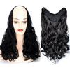 Clip In Hair Extension One Piece With 4 Clips V-Shap 50cm Long Wavy Curly Synthetic Hairpiece For Women Black Brown