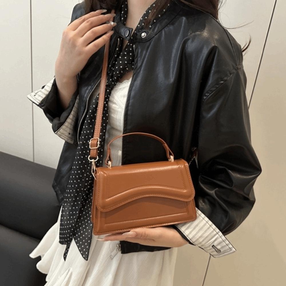 Small Size PU Leather Handbag Solid Color Crossbody Messenger Tote New Women's Shoulder Bag Work