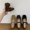 French Suede Ballet Flats Women's 2025 Spring and Autumn New Retro Square Head Casual Flat Mary Jane Single Shoes