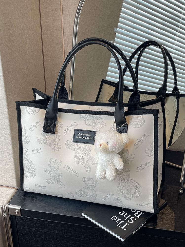 

2025 Women s Large Capacity Tote: New Casual Work & Student Commute Shoulder Bag White#No Pendant