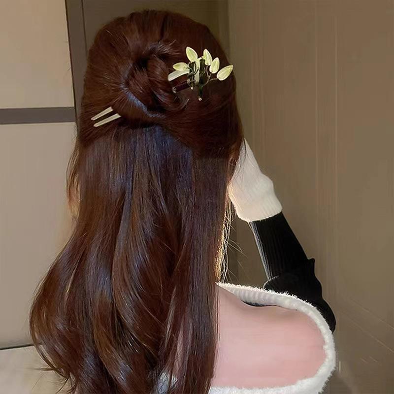 Fashion U-Shaped Hairpin Acrylic Flower Hair Stick Chopsticks Chinese Hair Clips Wedding Headdress Jewelry Hair Accessories