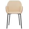 Dining Chairs 2 Pcs. Cream Fabric and Faux Leather