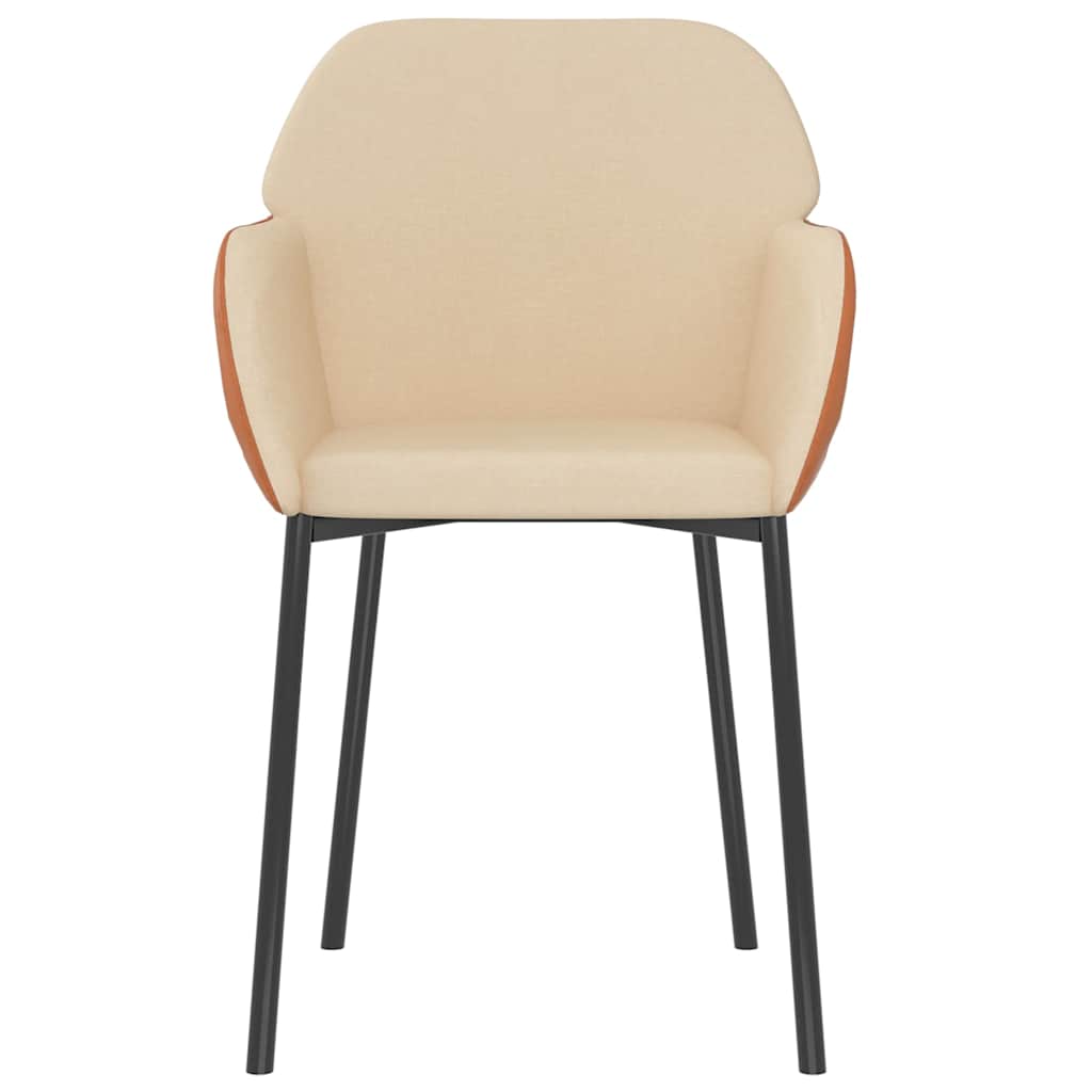 Dining Chairs 2 Pcs. Cream Fabric and Faux Leather