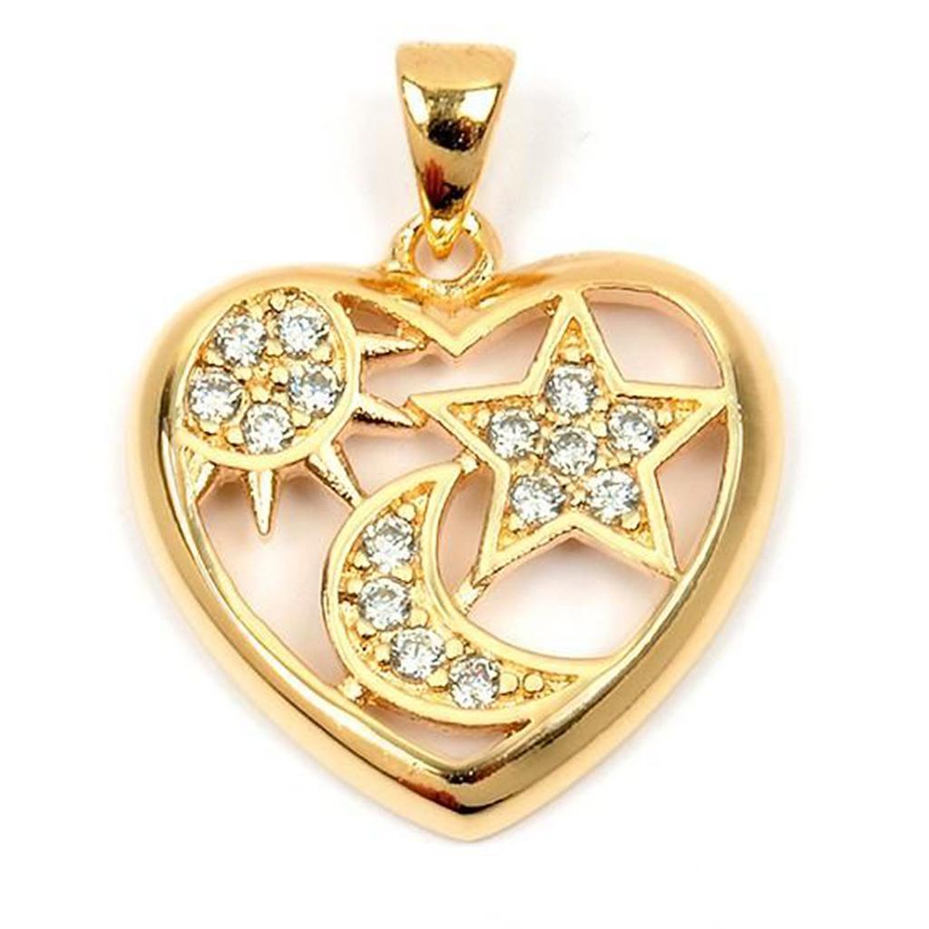 Les Trésors De Lily [M8962] - Gold Plated Pendant 'Love' (moon Stars) - 22x18 Mm