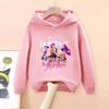 Demone Hunter Girl's Pink Hooded Streetwear Autumn Cute Anime Baby Pullover Kids Y2K Kawaii Long Sleeved T-shirt Casual Clothes