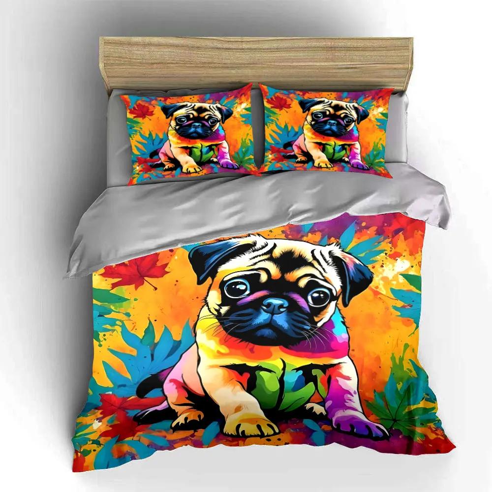 Colorful Dog Art Set - Home Decor Soft Comfortable Duvet Cover Bedding Set Included 1*Duvet Cover & 2*Pillowcases Gift