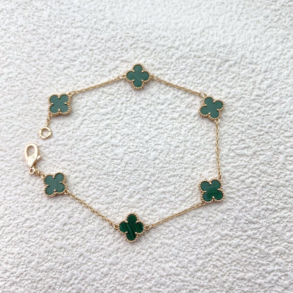 High Quality 9mm Small Six Flower Mini Four-leaf Clover Bracelet Female Natural White Mother-of-pearl Red Chalcedony Agate Bracelet