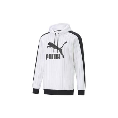 Pinstripe Hoodie With Fleece Lining Men Tops White 530179-02