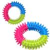 TPR Spike Ring Dog Toy - Teething, Dental Health, Three-Color Patchwork, Perfect for Puppies and Pets