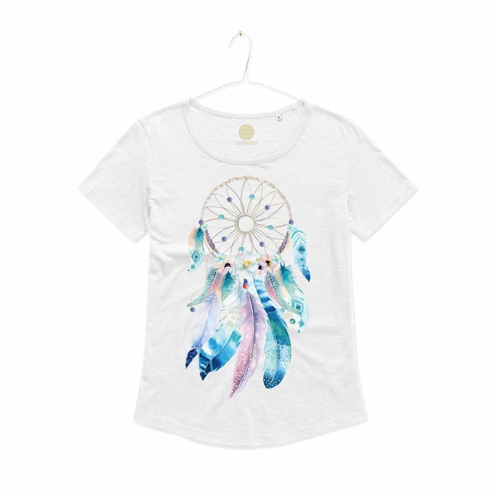 Womens Feather Bohemian Dreamcatcher T-Shirt Boho Dreamcatcher T-shirt Girl M