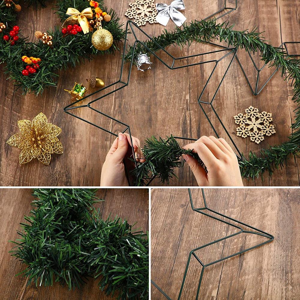 Christmas Pentagram Garland Endant Wreaths For Front Door Party Christmas Decoration Pendant Wall Door Hanging Wreaths