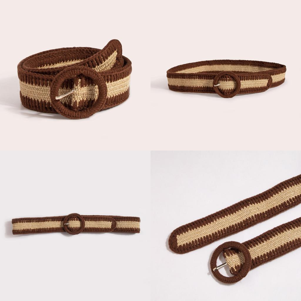 Boho Inspired Womens Stretchable Fabric Belt With Alloy Buckle For Casual Wear