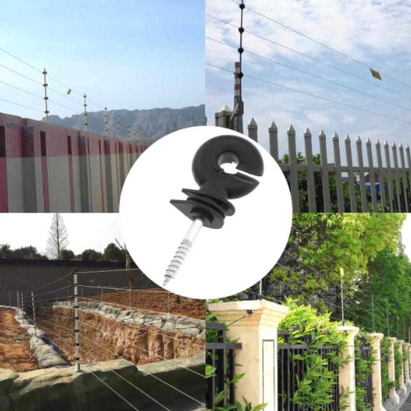 Electric Fencing Trellis Insulator Screw Fence Post Black Insulator Ring Socket Tool Garden Animal Fence Husbandry Accessories