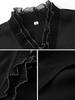 2025 Black Chiffon V-Neck Blouse: Women's Long Sleeve Loose Spring Shirt
