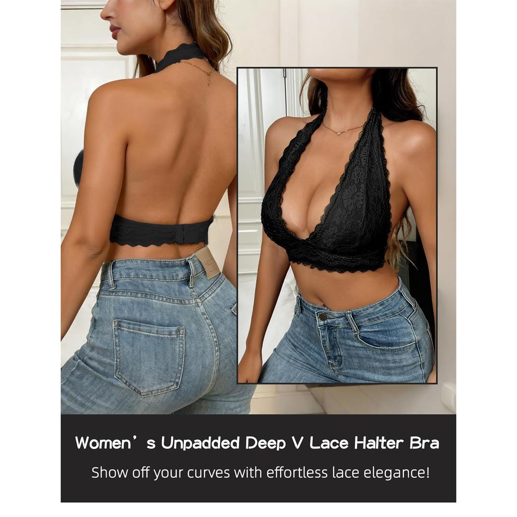 Lingerie Women's Lace Lingerie Neck Lace Bra Sexy Deep V Bra