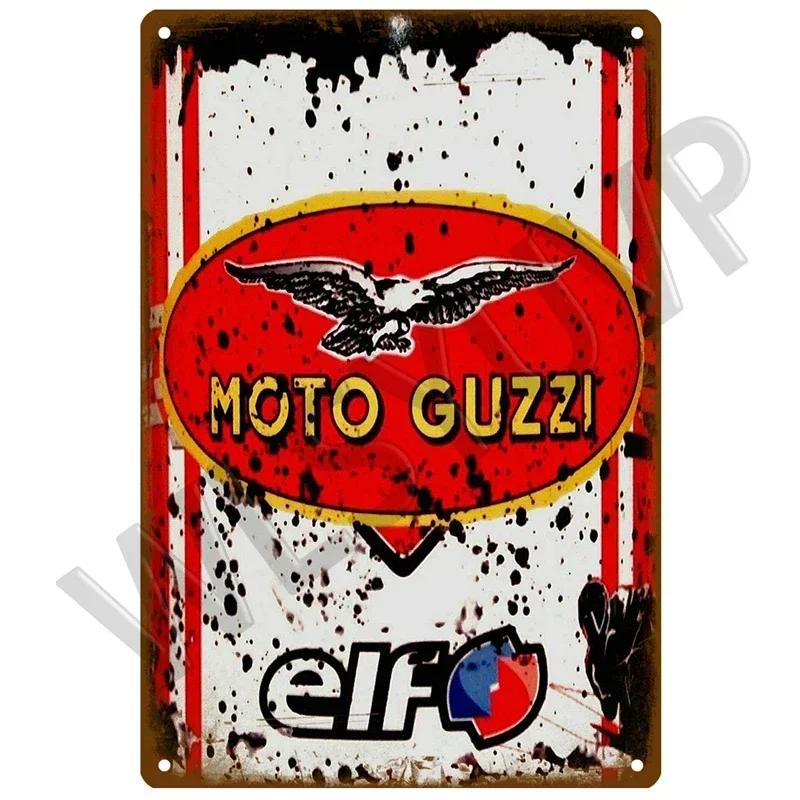 Moto Guzzi Gammal Man Plakett Metall Vintage Tennskylt Shabby Chic Dekor Metallskyltar Vintage Barinredning Metallaffisch Metallplatta