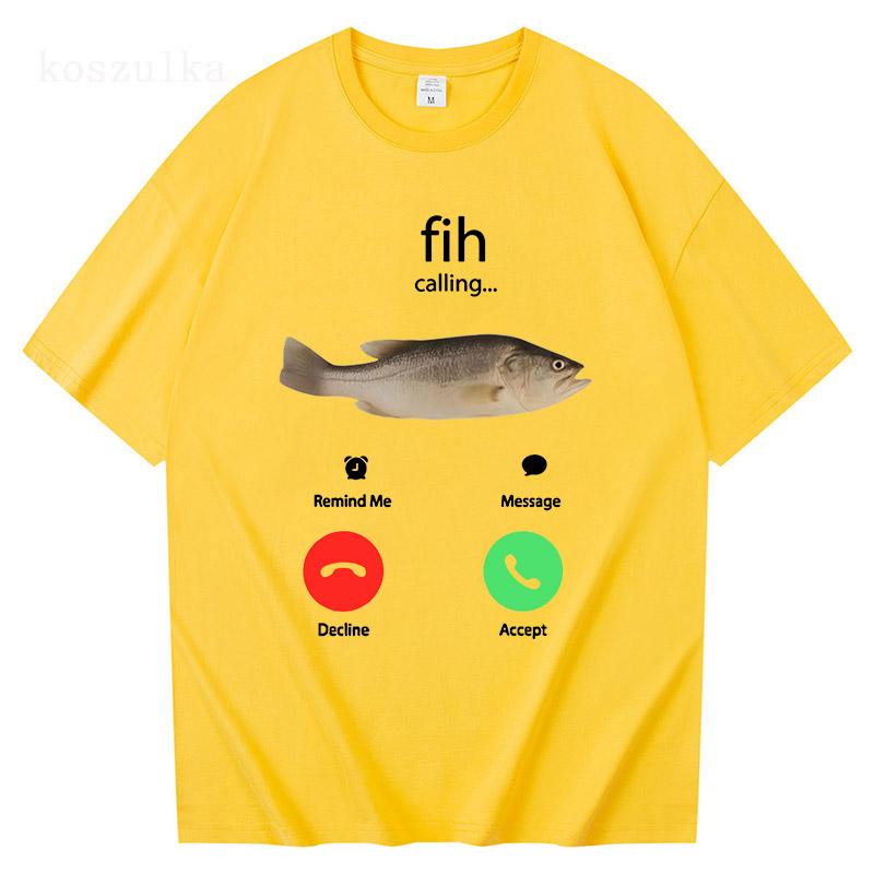 

Fih Calling Remind Me Message Decline Accept Phone Call Fish T-shirts Funny Fishman Outfit T-shirt Men Women Cotton Casual Tees 4XL