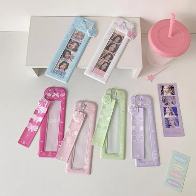 Cute PVC Photo Storage Case Bowknot 4 Grids Idol Photocard Holder Hollow Photos Protective Cover for Student Girls