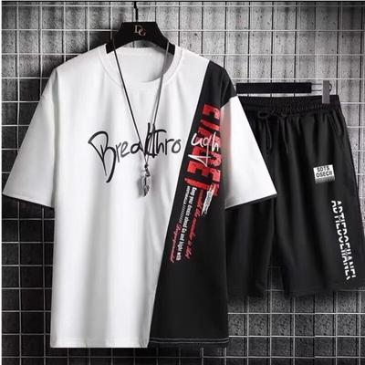 Summer 3D Print Men Tracksuits Casual 2 Piece Set For Men White O Neck Men's t-Shirt Shorts Set Sleeve Leisure Men Outfit