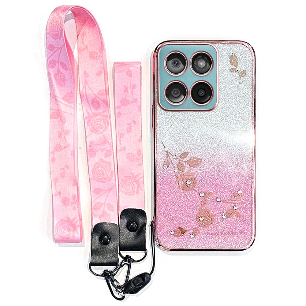 KADEM For Motorola Edge 60 Fusion 5G/Edge 60 5G/Edge 60s 5G Case Flower Pattern TPU Gradient Phone Cover with Lanyards