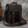 Crazy horse leather men's backpack shoulder bag travel bagpack leather student school bag male with removable strap anti theft