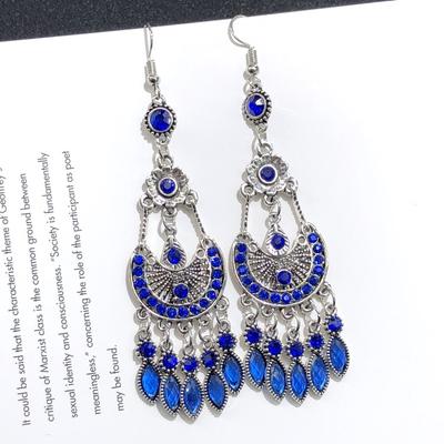Retro Crystal Fringed Earrings Femininity Versatile Personality Long Earrings Fashion Court Earrings