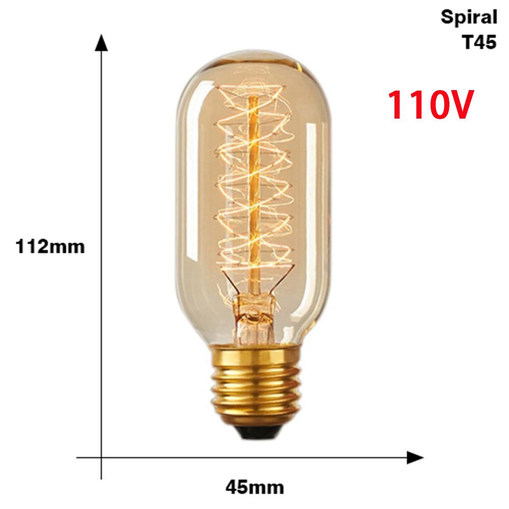 Retro Edison Bulb Lamps E27 40W 110V Bedroom Industrial Loft Vintage Light Bulb For Home Decor T45 A19 ST64 G80 G95 T10 G125 Lamp