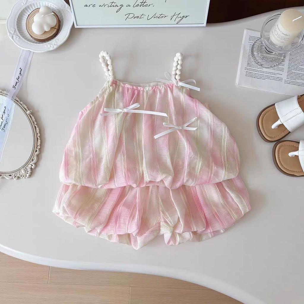Korean Girls' Summer Outfit Set Children's Shorts and Suspender Two-piece Set Summer