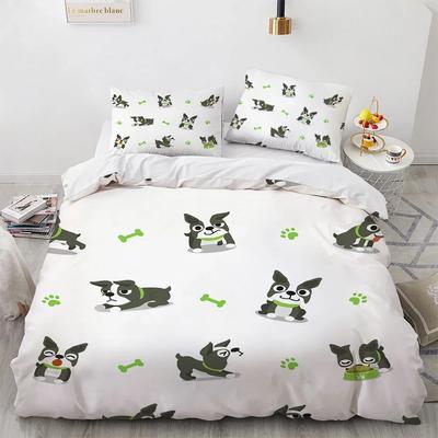 Winter Bettwäsche Set Inklusive Bettbezug + Kissenbezug Druck Französische Bulldogge Haustier Hund Fußabdruck Bettdeckenbezug Set Für Kinder Erwachsene