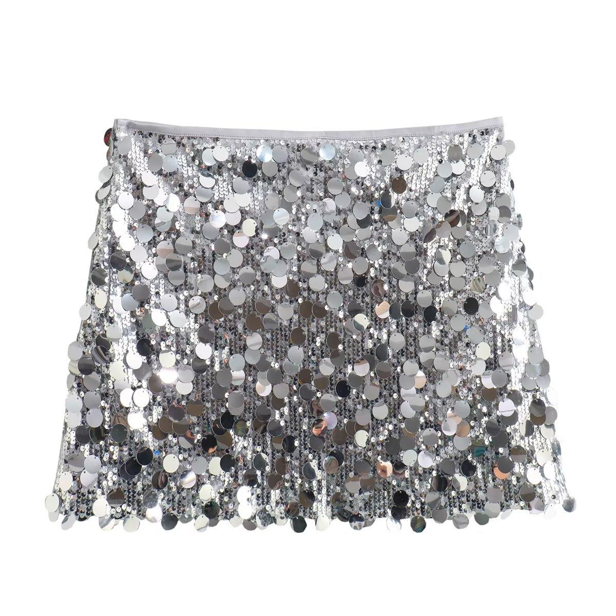 

Women s multi-colored sequined hip skirt mini sexy skirt L