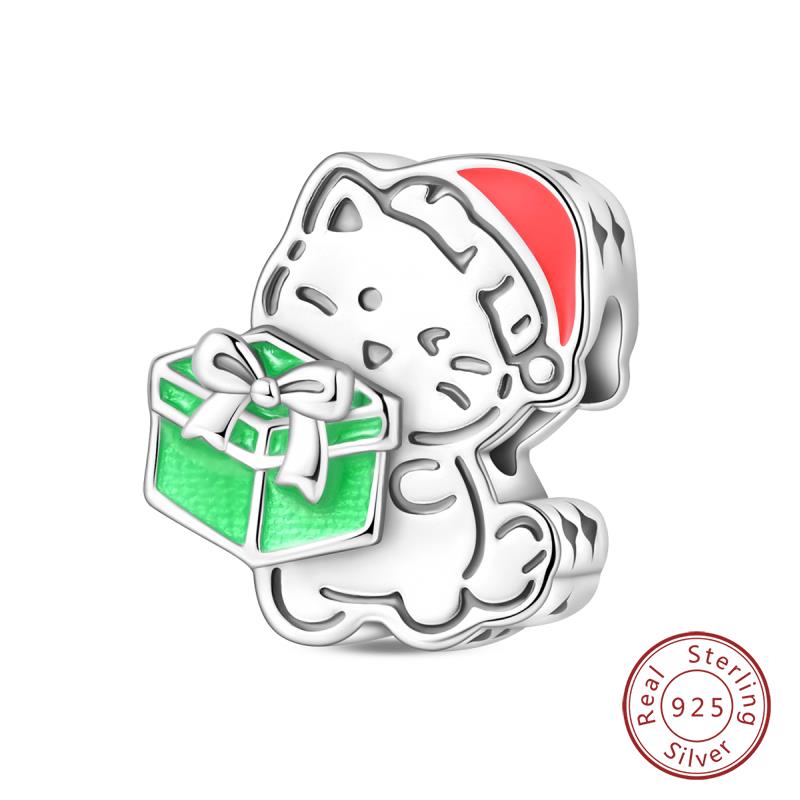 Original Copper Charms Beads Winter Snowflake Snowman Igloo Penguin Pendant Fit Bracelet Women Jewelry Gift