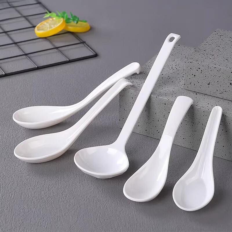 White Melamine Restaurant Soup Spoon