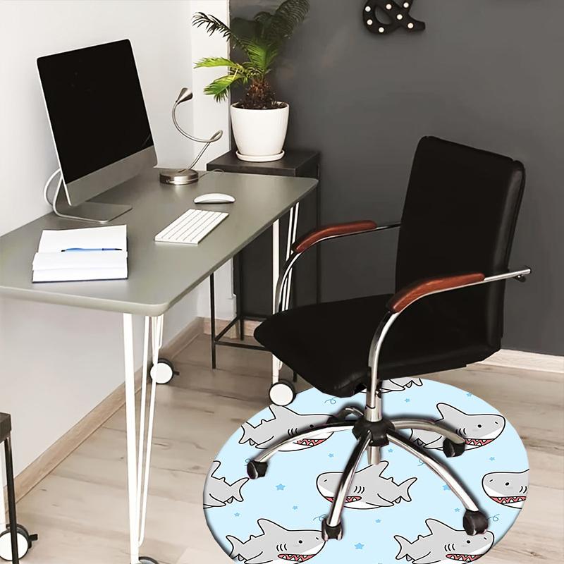 1PC shark star Non-Slip Floor Round carpet, Office, family, bedroom, Large Area Rug Indoor Rugs, Vibrant Colors-Z0483